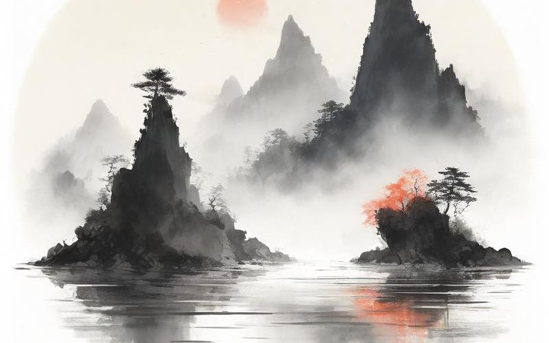 风水头像招财山水画